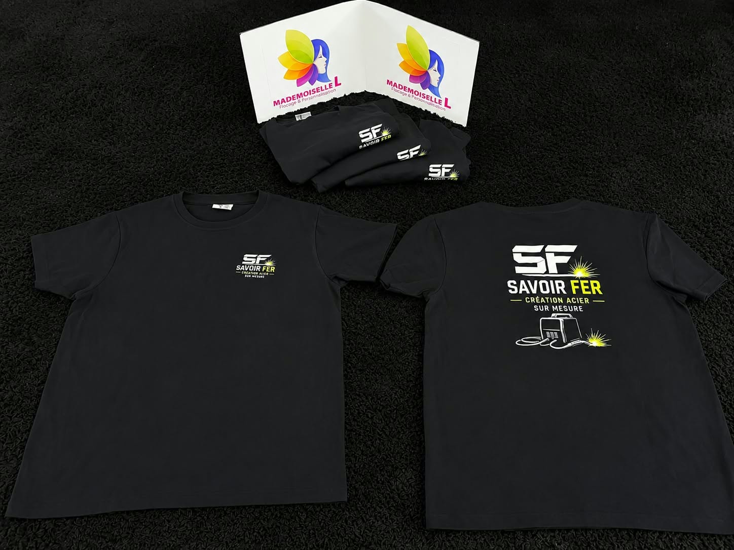 flocage sur tshirt noir pour entreprise